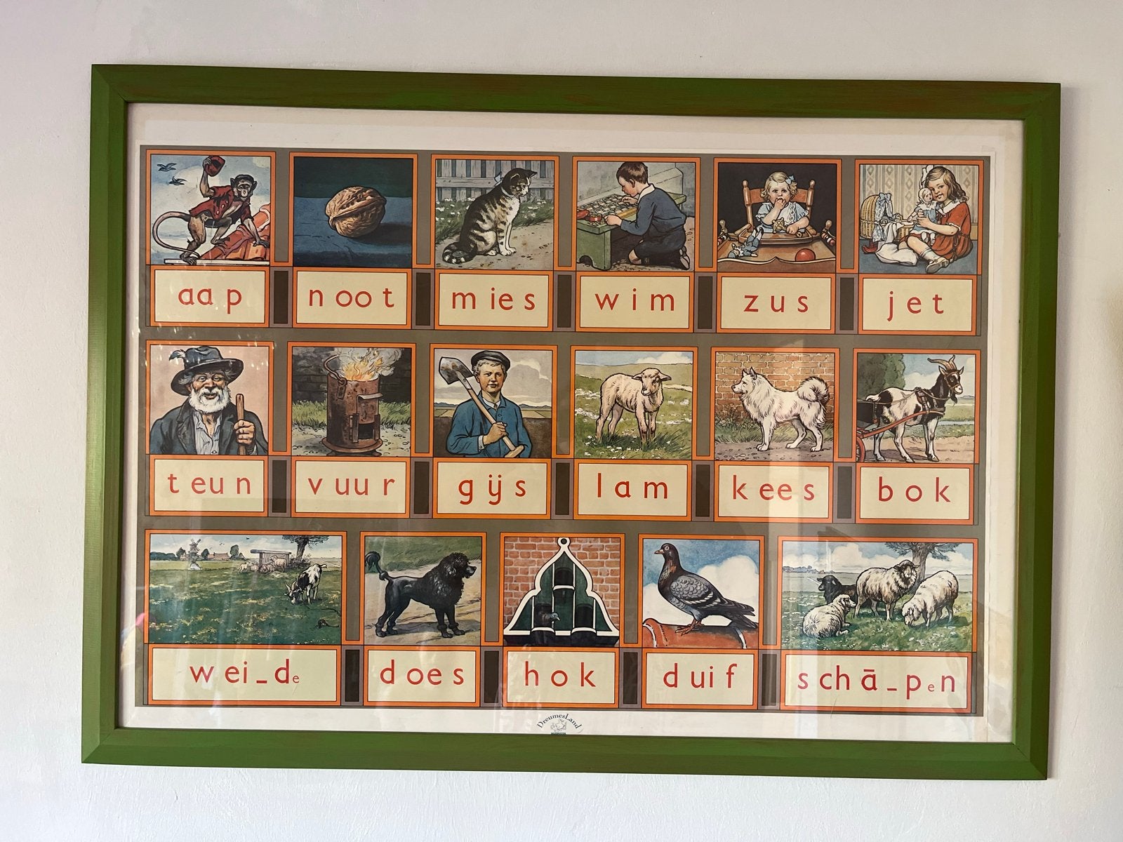 Vintage Aap Noot Mies poster in lijst - 107 x 77 cm, Ophalen, Overige thema's