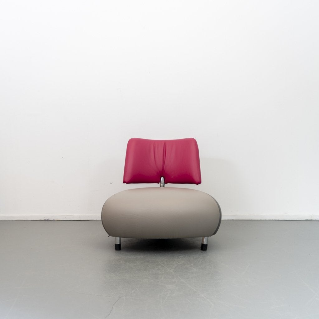 1x Leolux Pallone Fauteuil Donker-/Lichtgrijs/Roze - Chroom, Niet ingevuld, Niet ingevuld, 75 tot 100 cm, Ophalen of Verzenden