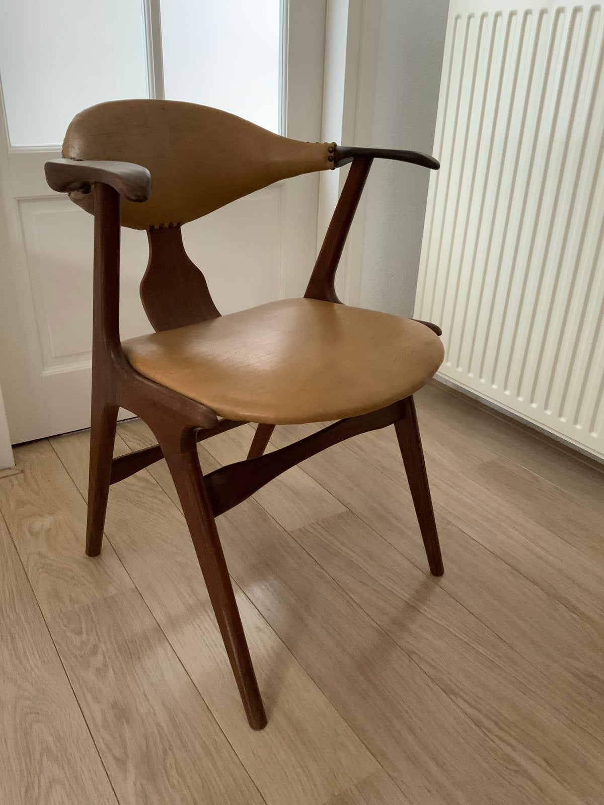 Vintage houten koehoorn stoel, Antiek en Kunst, Ophalen