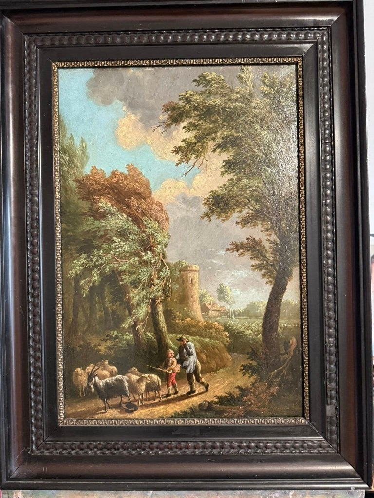 Schilderij 20ste eeuw een navolger van Borselen, Paneel, Ophalen of Verzenden, Gesigneerd, Landschap