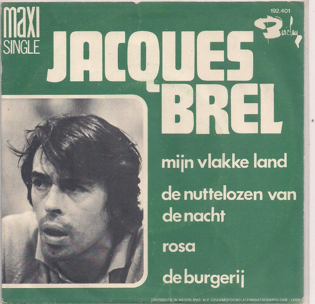 Jacques Brel- Maxi singel, Cd's en Dvd's, Fotohoes, Ophalen of Verzenden, Zo goed als nieuw, 7 inch