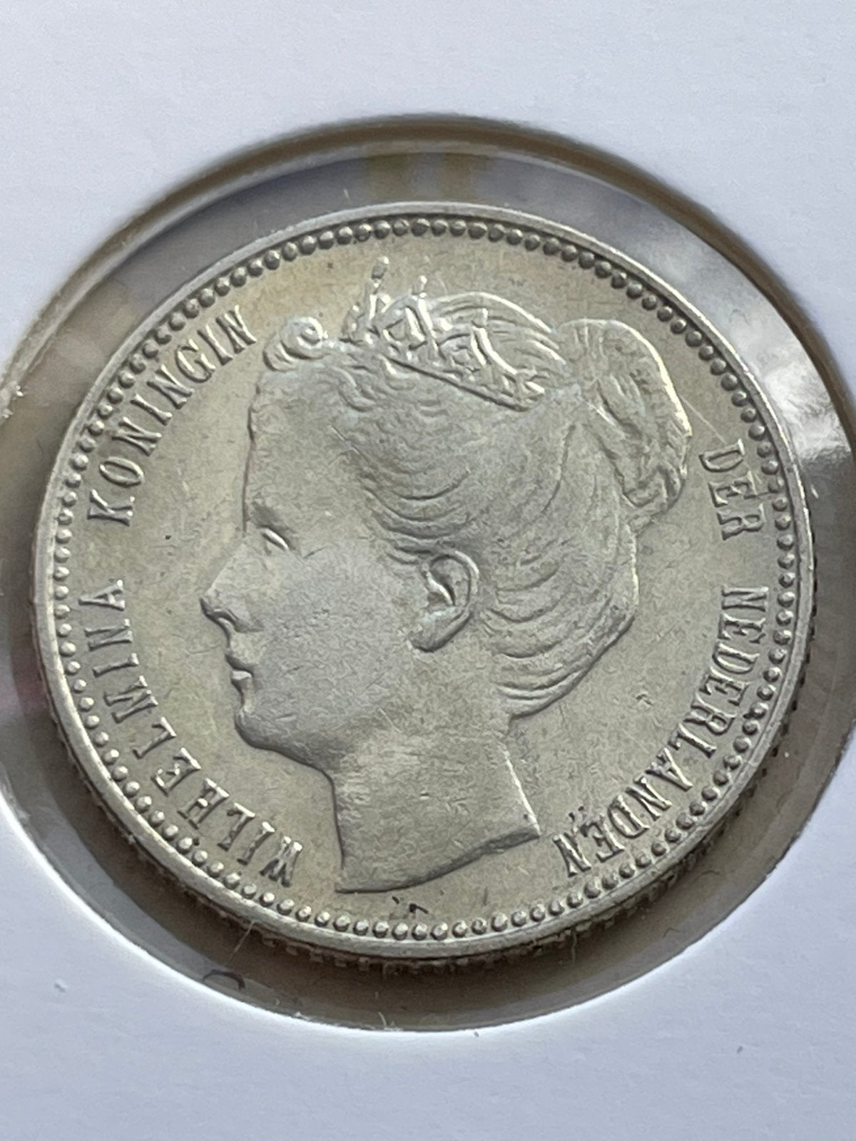 25 cent kwartje 1901 zfr/pr. Brede Hals, Verzenden, Zilver, 25 cent, Koningin Wilhelmina