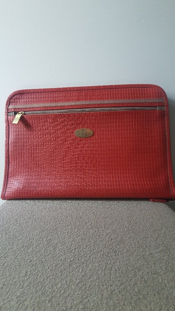 Laurent David Vintage Aktetas – Dieprood Leer (Statement), Computers en Software, Laptoptassen, Ophalen of Verzenden, Aktetas