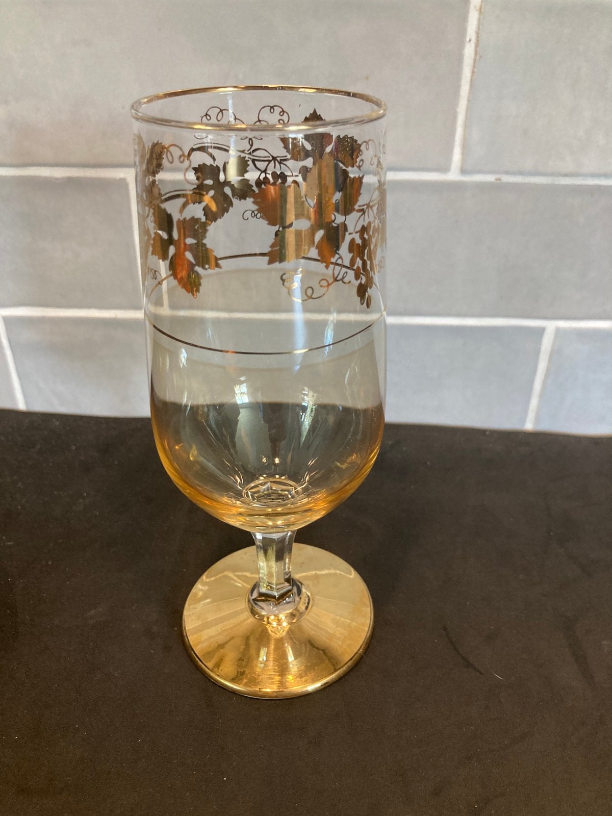 Duits champagneglas op gouden voet (100925), Ophalen of Verzenden, Gebruikt