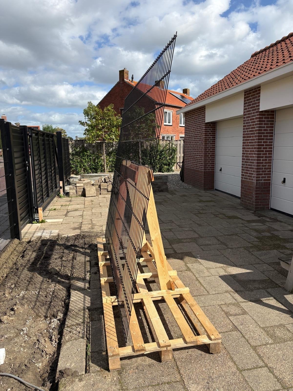 Dubbelstaafs hekwerk paneel met staander RAL 9005, Ophalen, Nieuw, IJzer, Dubbelstaafmat hekwerk