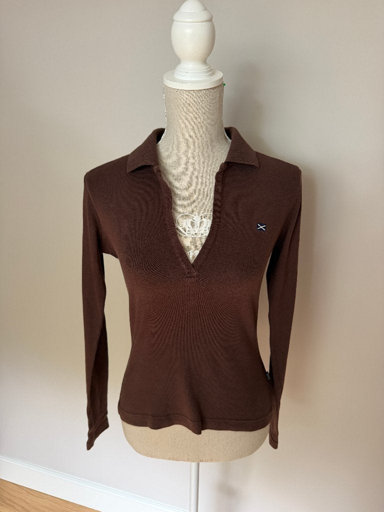 Shirt top polo bruin maat S Scapa Sports, Ophalen, Zo goed als nieuw, Lange mouw, Maat 36 (S)