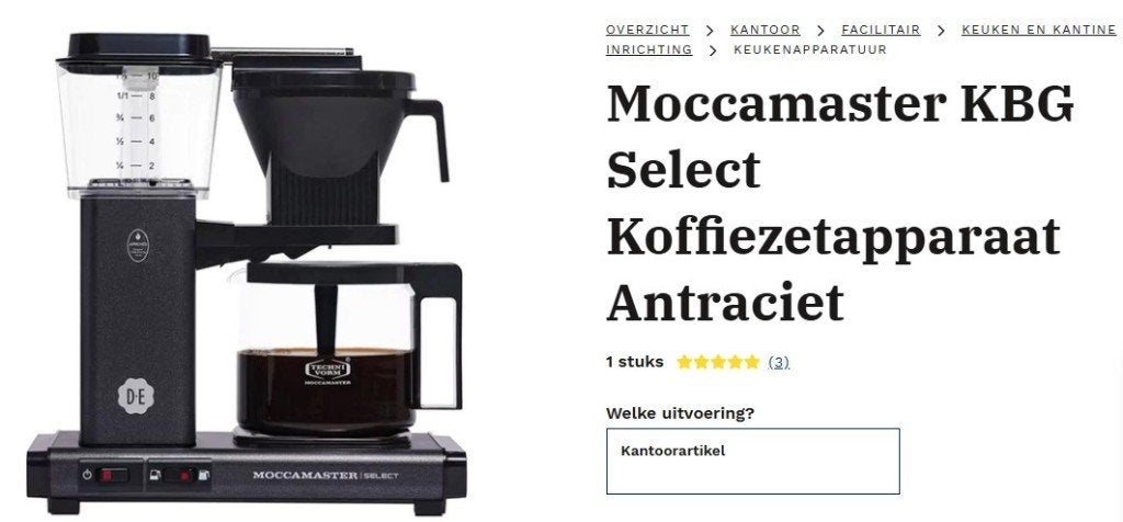 Nieuwe Moccamaster Douwe Egberts   € 185 incl  verzending, Gemalen koffie, Ophalen of Verzenden, 4 tot 10 kopjes, Koffiemachine