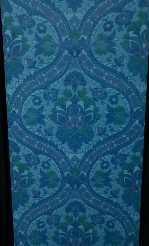 13704 Donkerblauw barok behang met paarse toon swiet, Verzenden, Groen