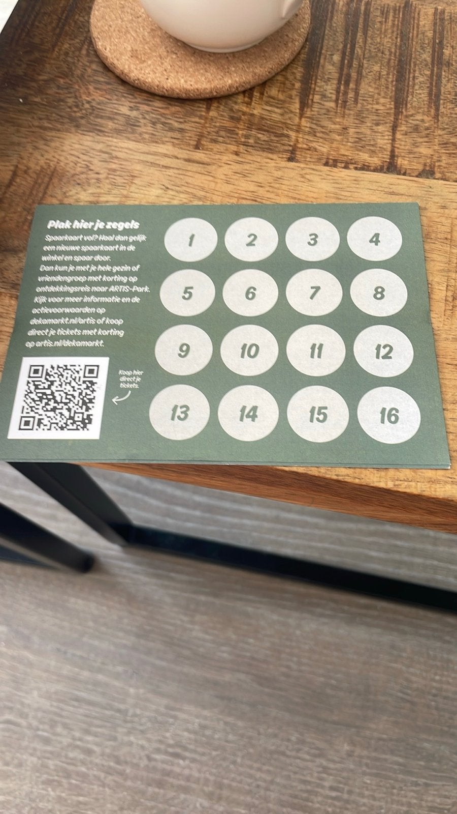 Lege artis spaarkaarten wel zegels maar geen kaart.? 1€, Eén persoon, Kortingsbon