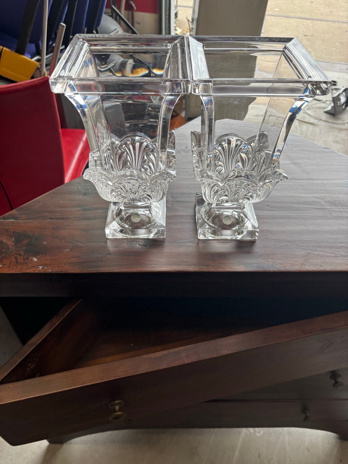 Set van 2 Kristallen Vazen - Echt Loodkristal (24% PbO), Ophalen