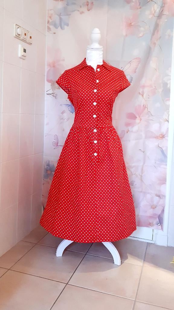 Fifty's swing dress polka dot, Overige typen, Verzenden, Maat 42/44 (L), Zo goed als nieuw