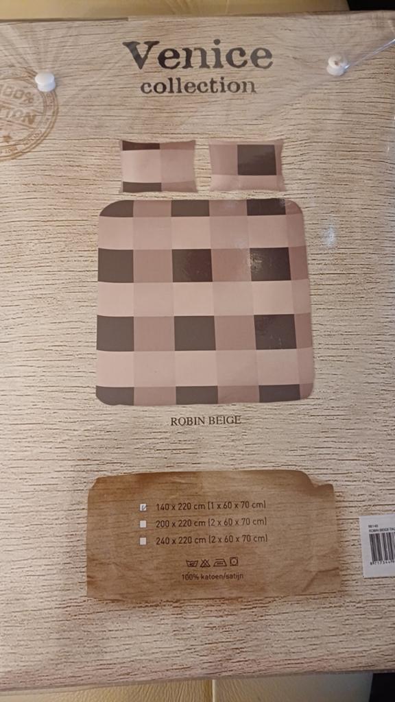 Venice Collection Dekbedovertrek Robin Beige 100% Katoen, Ophalen of Verzenden, Nieuw, Jongetje of Meisje, Dekbedovertrek