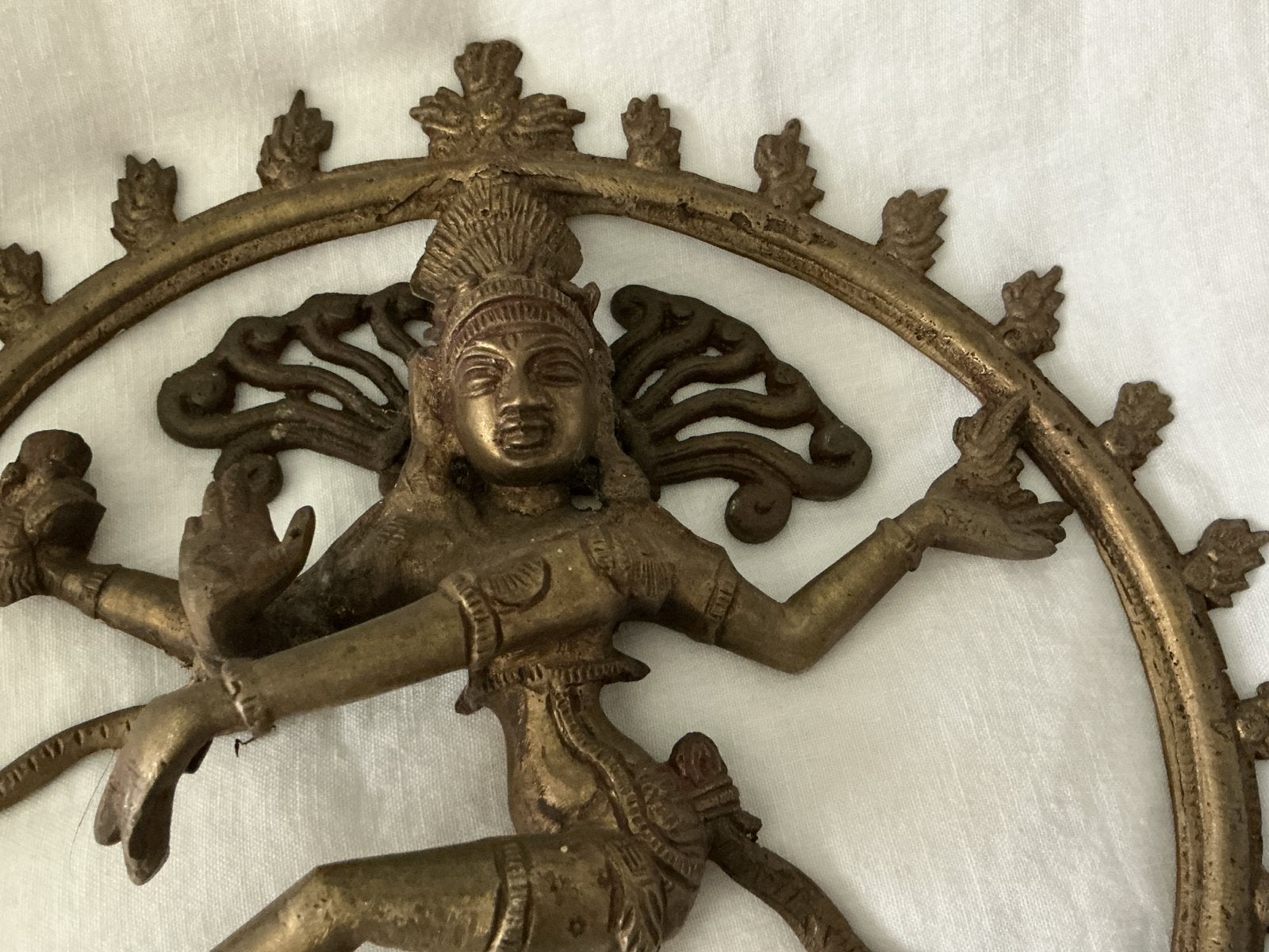 Massief bronzen beeld Nataraja Shiva, gekocht in 1970, Verzenden, Goud, India, Handgemaakt