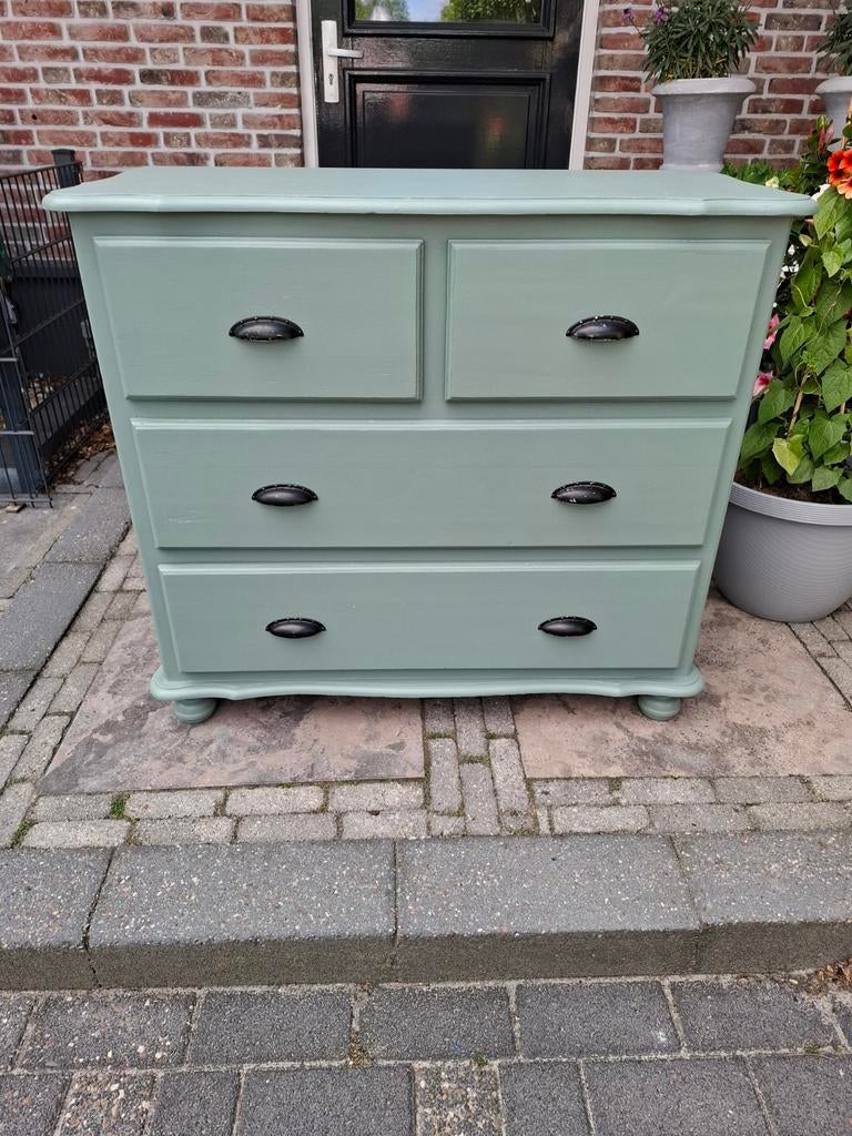 Brocante grenen ladekast, commode, Huis en Inrichting, Ophalen, 50 tot 100 cm, Zo goed als nieuw, 3 of 4 laden