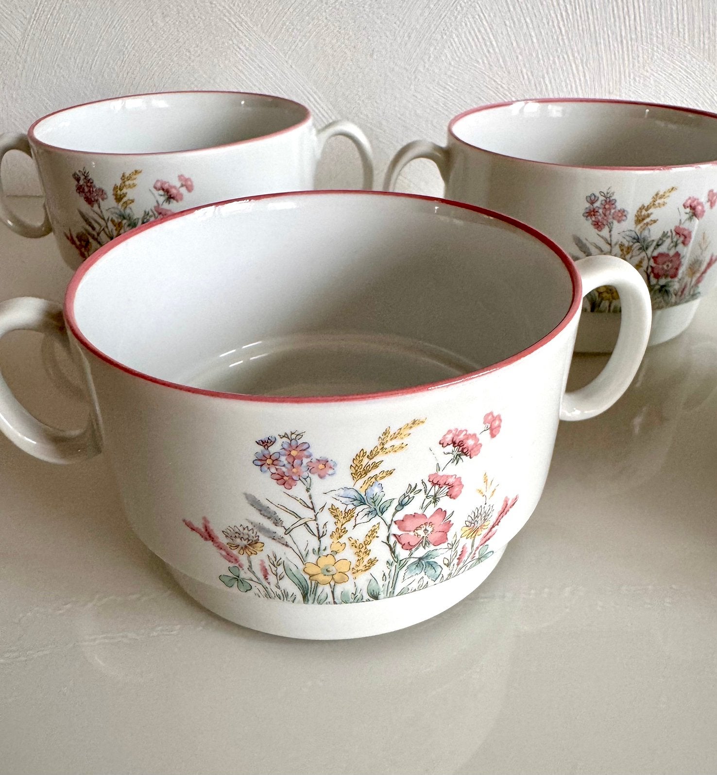 4 Vintage Porcelana Schmidt Soepkommen Brasil Jaren 70, Ophalen of Verzenden, Overige stijlen, Kom(men)