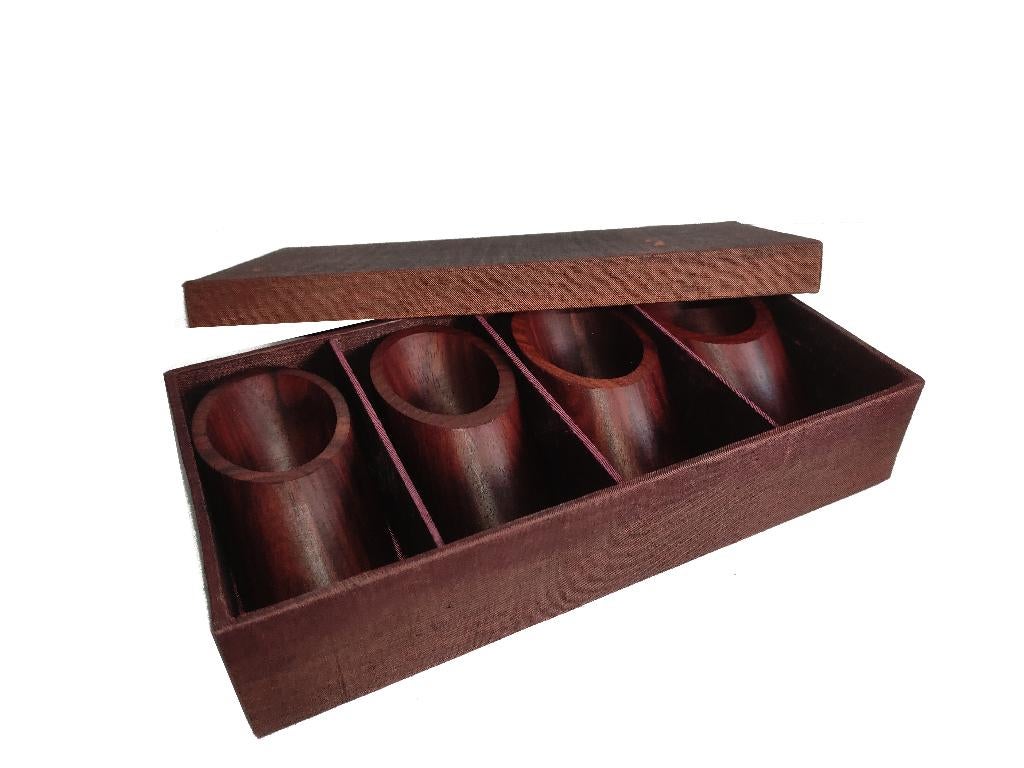 Prachtige vintage Scandinavisch design servetringen in doos, Hout, Ophalen of Verzenden, Meerkleurig, Overige typen