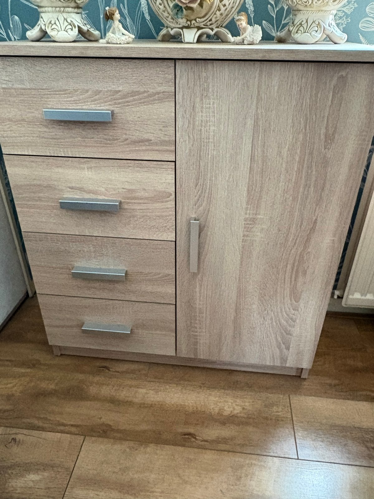 Eiken Ladekast met 4 lades en 1 deur, Huis en Inrichting, Kasten | Ladekasten, Ophalen, Eikenhout, 50 tot 100 cm, Zo goed als nieuw