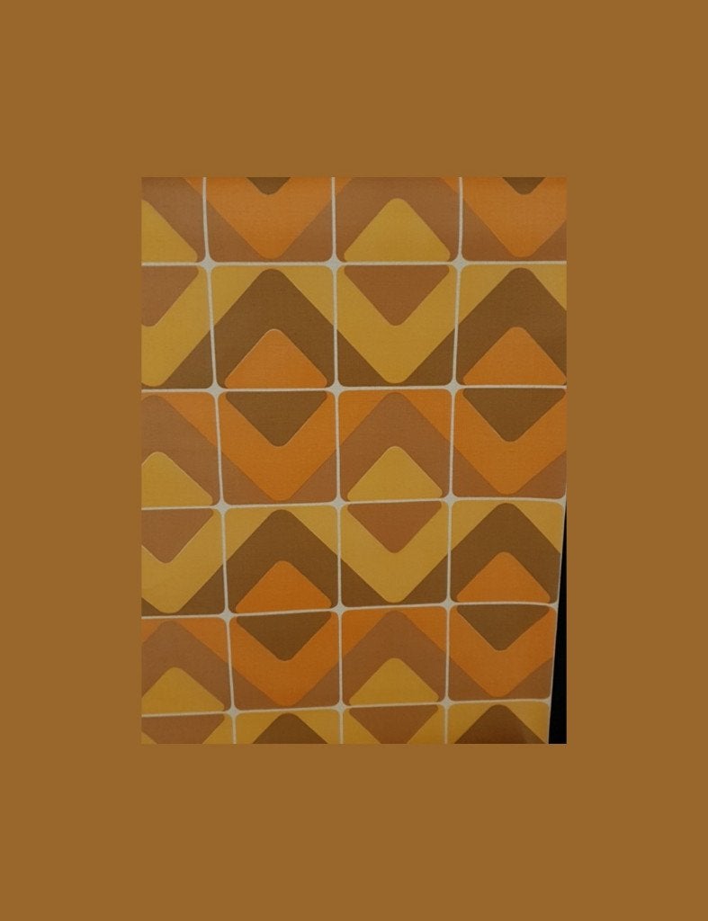 4708 Retro oud behang met fel oranje grafisch patroon swiet, Verzenden, Oranje