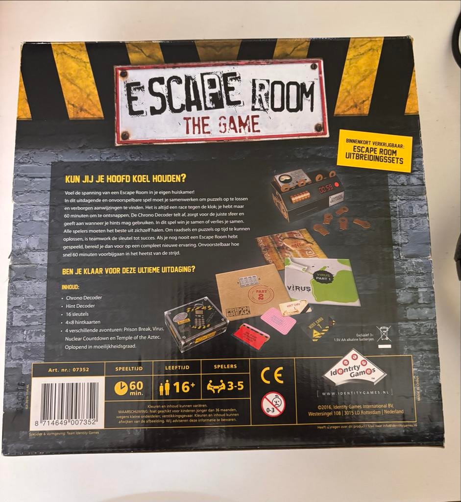Escape Room The Game Bordspel - Spannende Uitdaging, Drie of vier spelers, Ophalen of Verzenden, Zo goed als nieuw