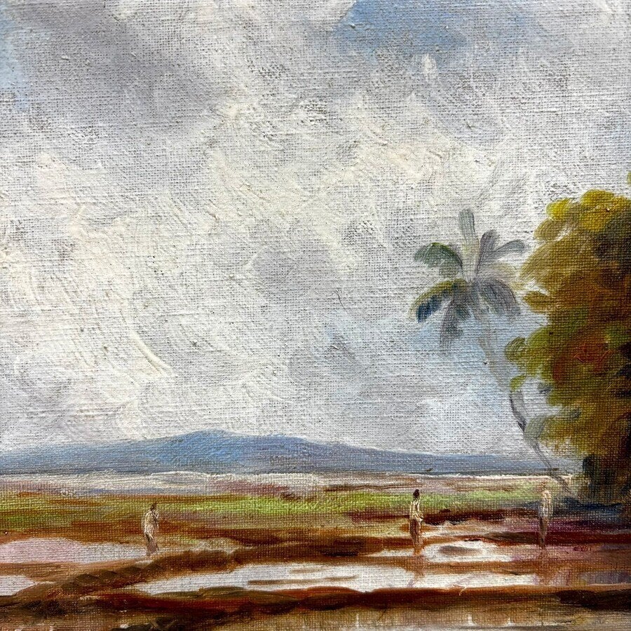 Europese School 20e eeuw - Indonesisch landschap rijstvelden, Ophalen of Verzenden