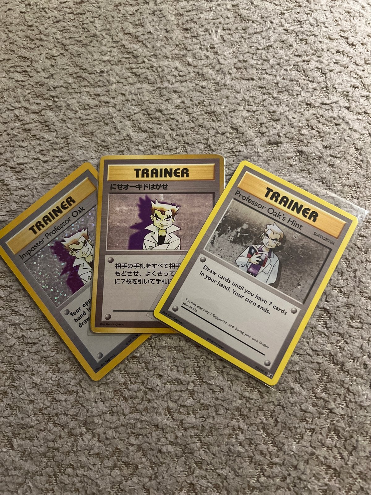 Pokémon Trainer Kaarten: Professor Oak Set (3 stuks), Ophalen of Verzenden, Gebruikt, Meerdere kaarten