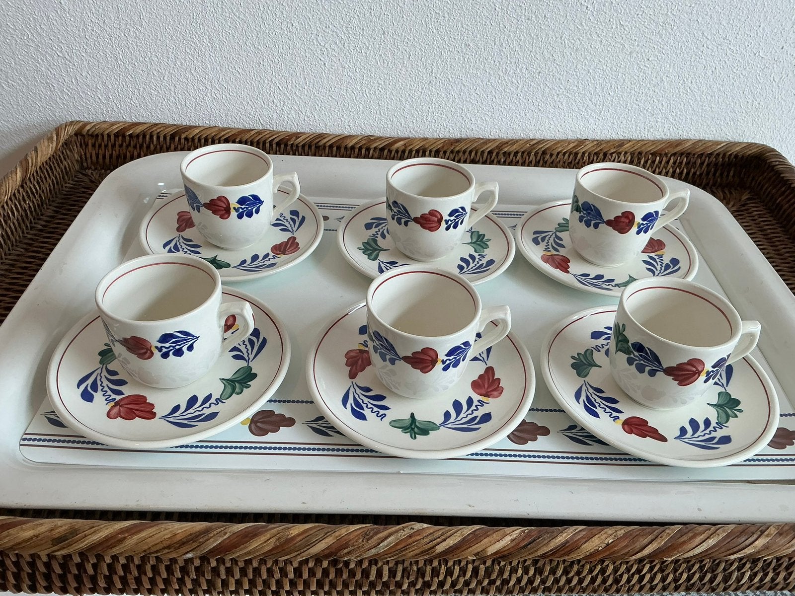 Boerenbont Boch België (Espresso kop met schotel), Antiek en Kunst, Antiek | Servies los, Ophalen of Verzenden