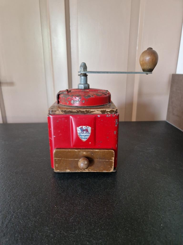 Vintage Peugeot Koffiemolen - Rood, Antiek en Kunst, Ophalen