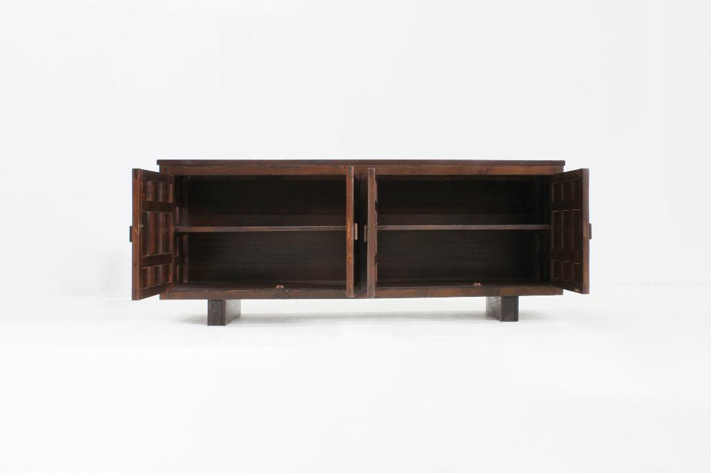 Vintage brutalist dressoir  Spanje jaren 70, Met deur(en), Ophalen of Verzenden, Zo goed als nieuw, 200 cm of meer