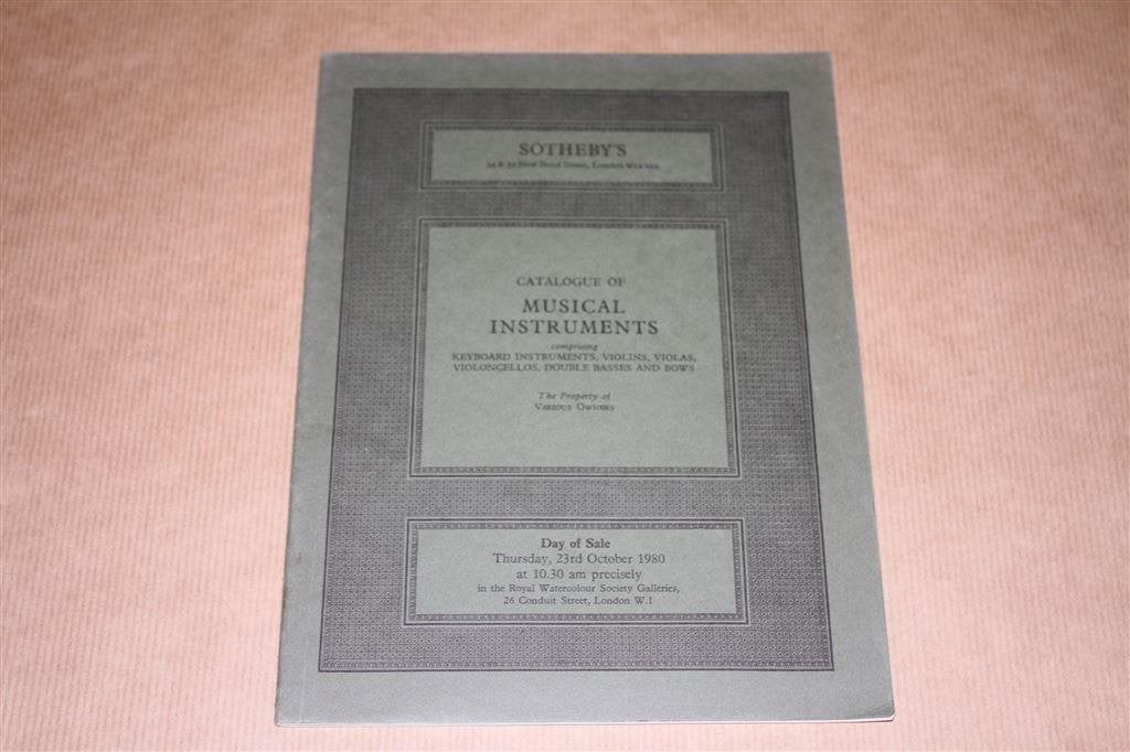 Sotheby catalogus - Muziekinstrumenten Violen e.d. 1980, Boeken, Ophalen of Verzenden, Zo goed als nieuw, Artiest