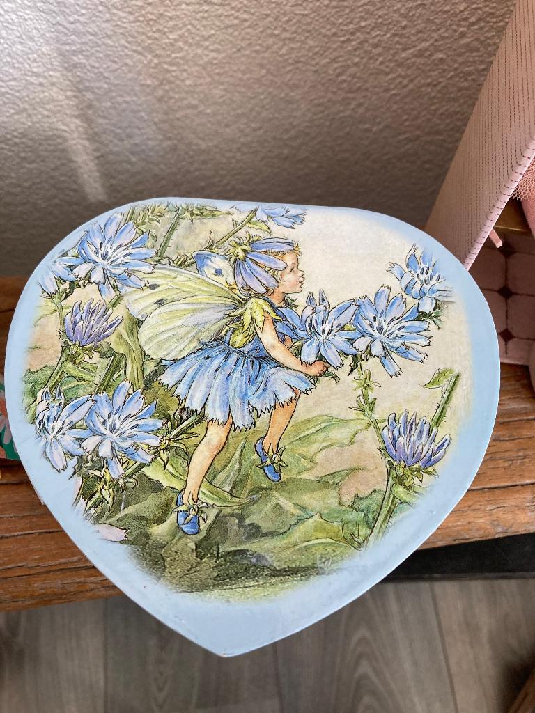 Vintage elfjes doosje muziekdoosje sieradendoosje dans elfje, Gebruikt, Blauw, Ophalen of Verzenden, Met spiegeltje(s)