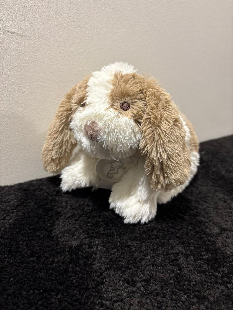 Schattige bruin-witte knuffelhond van happy horse, Happy Horse, Zo goed als nieuw, Meerkleurig, Klein (minder dan 20 cm)