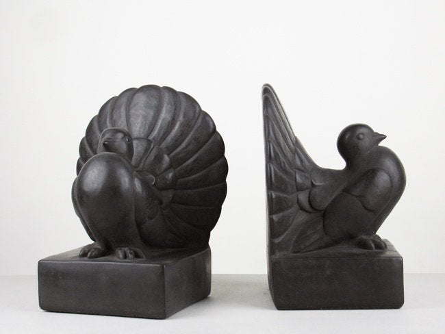 nieuw / 2 duivenbeelden / art nouveau, Ophalen, Art nouveau, Gepatineerd, Beeld