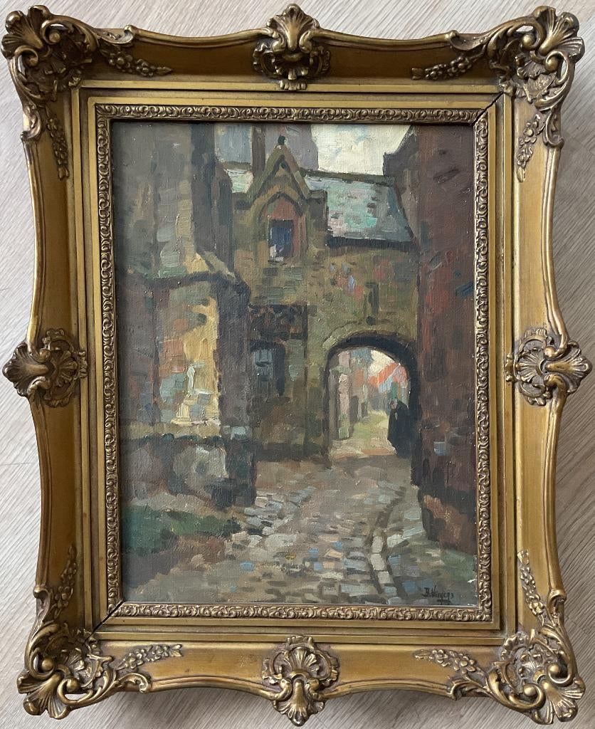 Ben Viegers (1886-1947 - Stadspoort  te Brugge, Antiek en Kunst, Ophalen of Verzenden