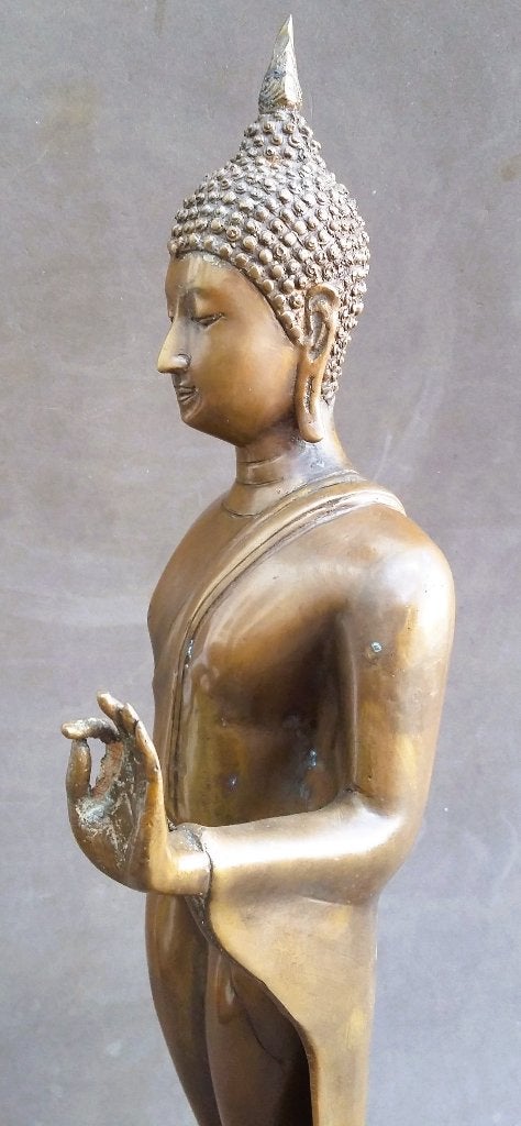 Grote Bronzen Wandelende Boeddha Buddha Boeda Buda Beeld, Antiek en Kunst, Ophalen of Verzenden, Brons
