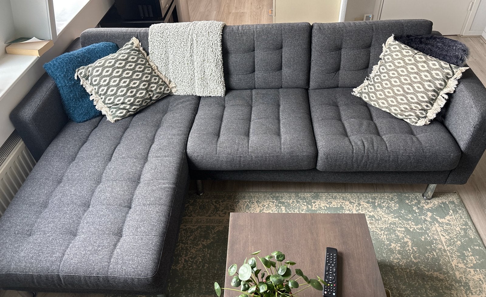IKEA Landskrona 3-zitsbank met chaise longue, gebruikt, Huis en Inrichting, Banken | Bankstellen, Ophalen, Gebruikt, 100 tot 125 cm