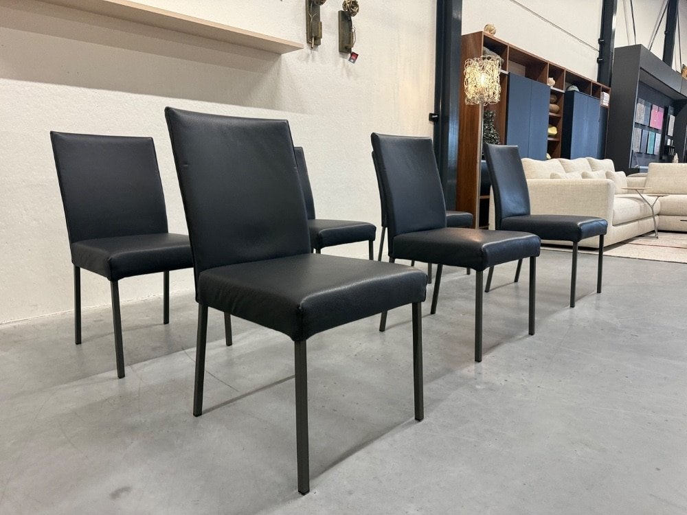 6 Als nieuw Rolf Benz 651 Eetkamerstoel grijs leer Stoel, Huis en Inrichting, Overige kleuren, Leer, Ophalen of Verzenden, Zo goed als nieuw