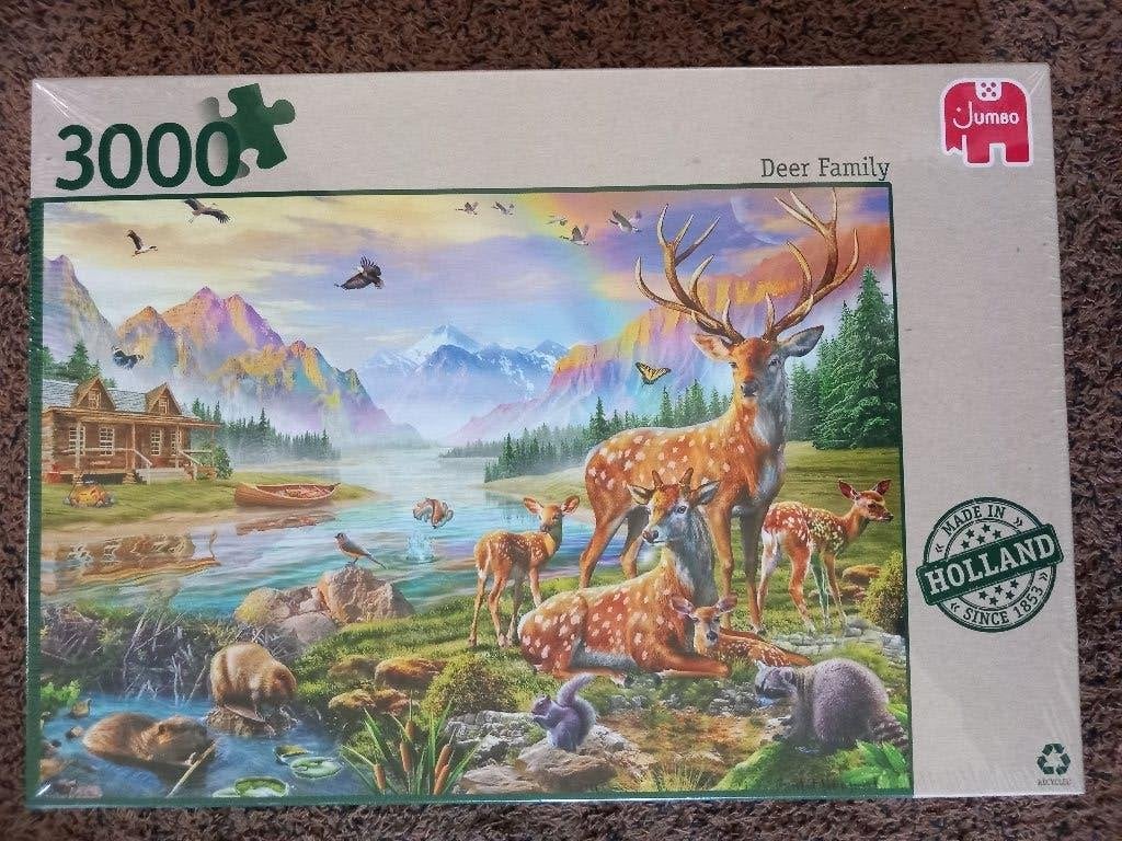 Jumbo puzzel Hertenfamilie / Deer Family 3000 stukjes NIEUW, Ophalen of Verzenden, Meer dan 1500 stukjes, Nieuw