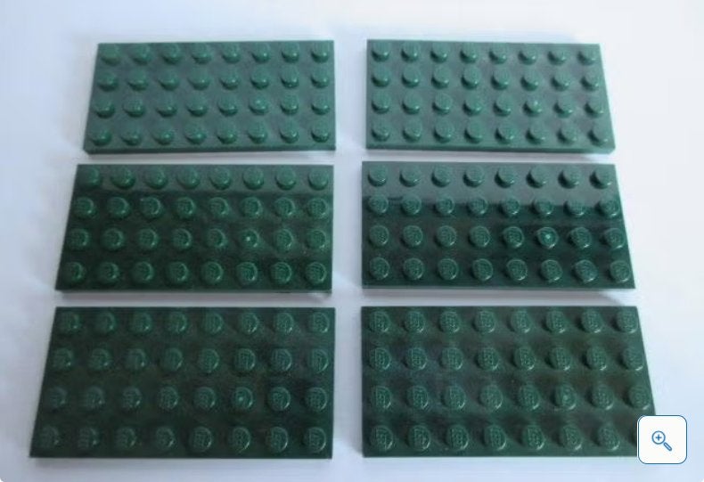 nr. 6909, 6 donkergroene platen 4x8., Ophalen of Verzenden, Zo goed als nieuw, Complete set, Lego