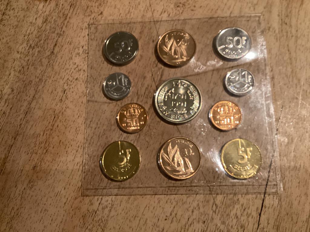 Belgische munten uit 1991 met Mozart herdenkings penning, Ophalen of Verzenden