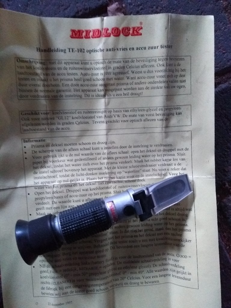 Optische antivries en accuzuurtester, Ophalen