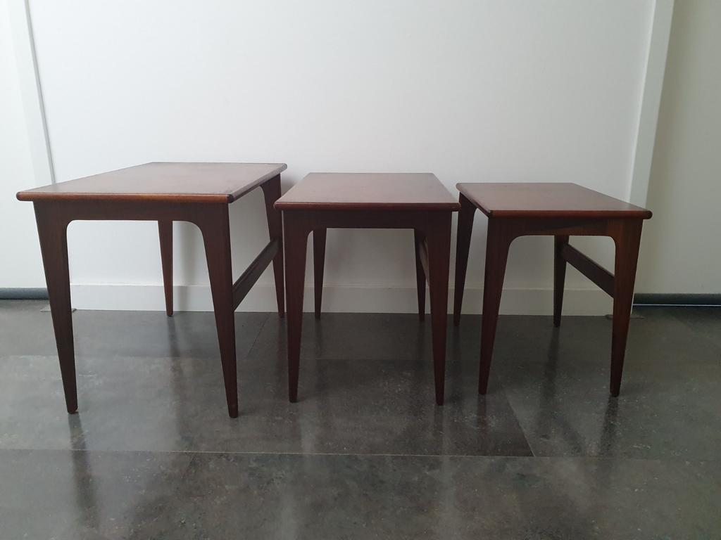 Kai Kristiansen Vintage Deense Palissander Nesttafels Set, Ophalen of Verzenden