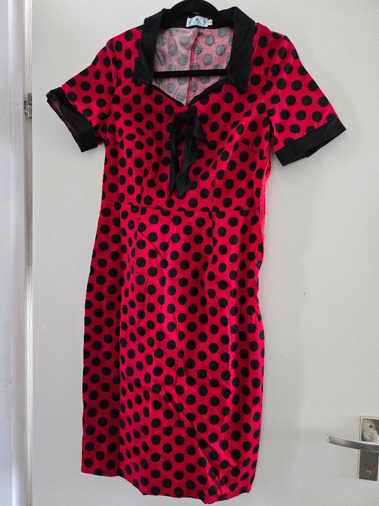 Polka dot jurk mt M, Ophalen of Verzenden, Zo goed als nieuw, Maat 38/40 (M), Carnaval