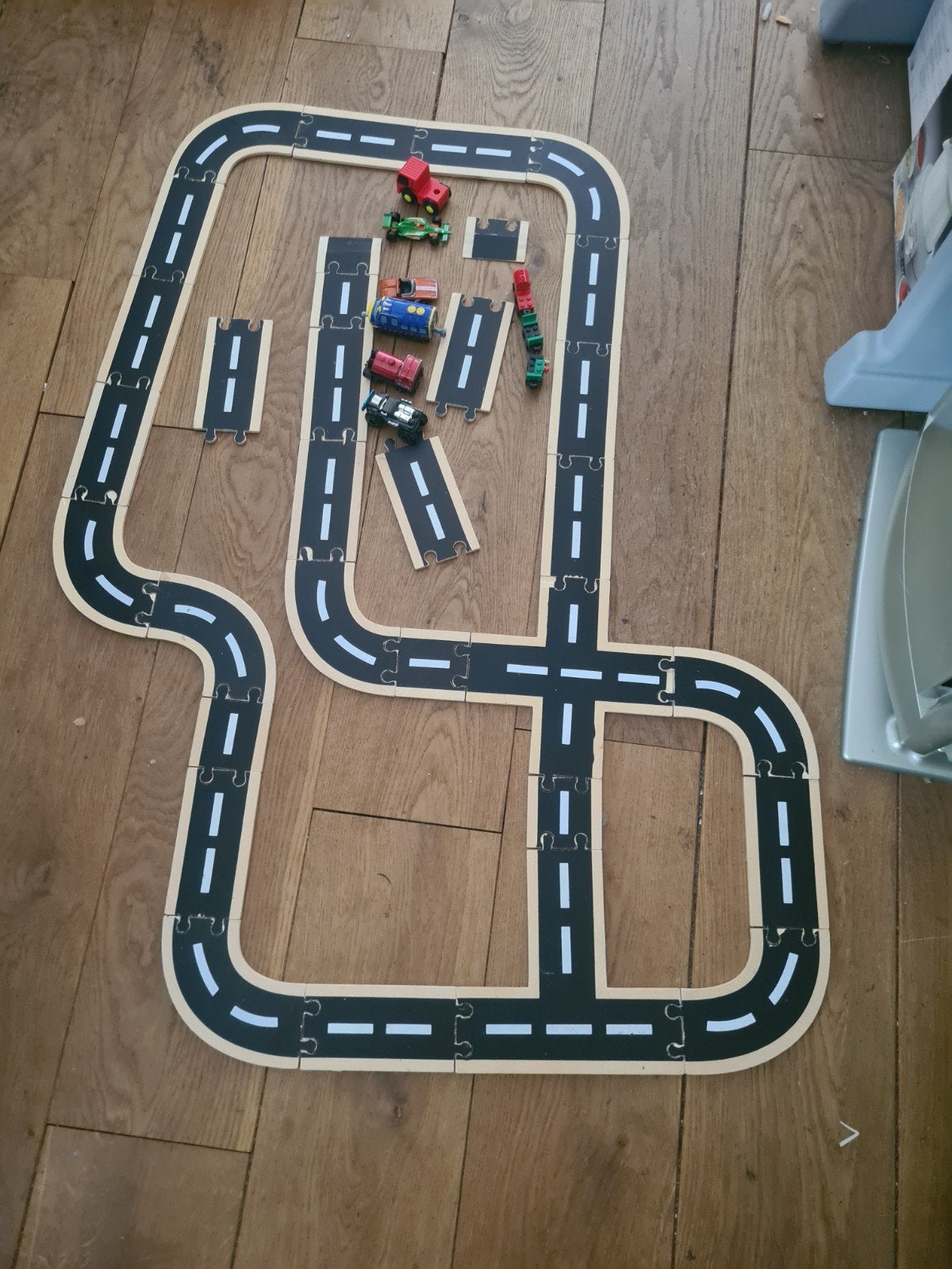 Beeboo Houten Speelstraat met auto's, Gebruikt, Onbekend, Ophalen of Verzenden, Onbekend