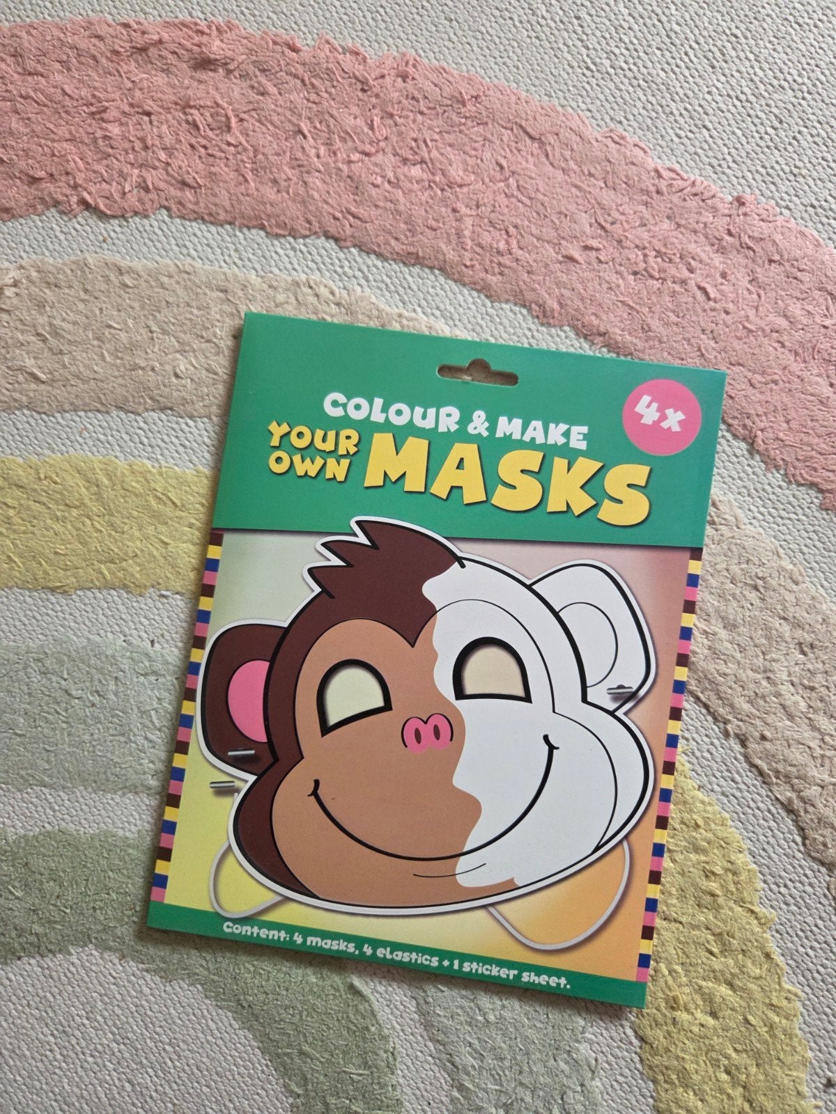 Knutsel apen maskers 4 stuks - nieuw, Ophalen of Verzenden, Nieuw, Dieren, Knutselset