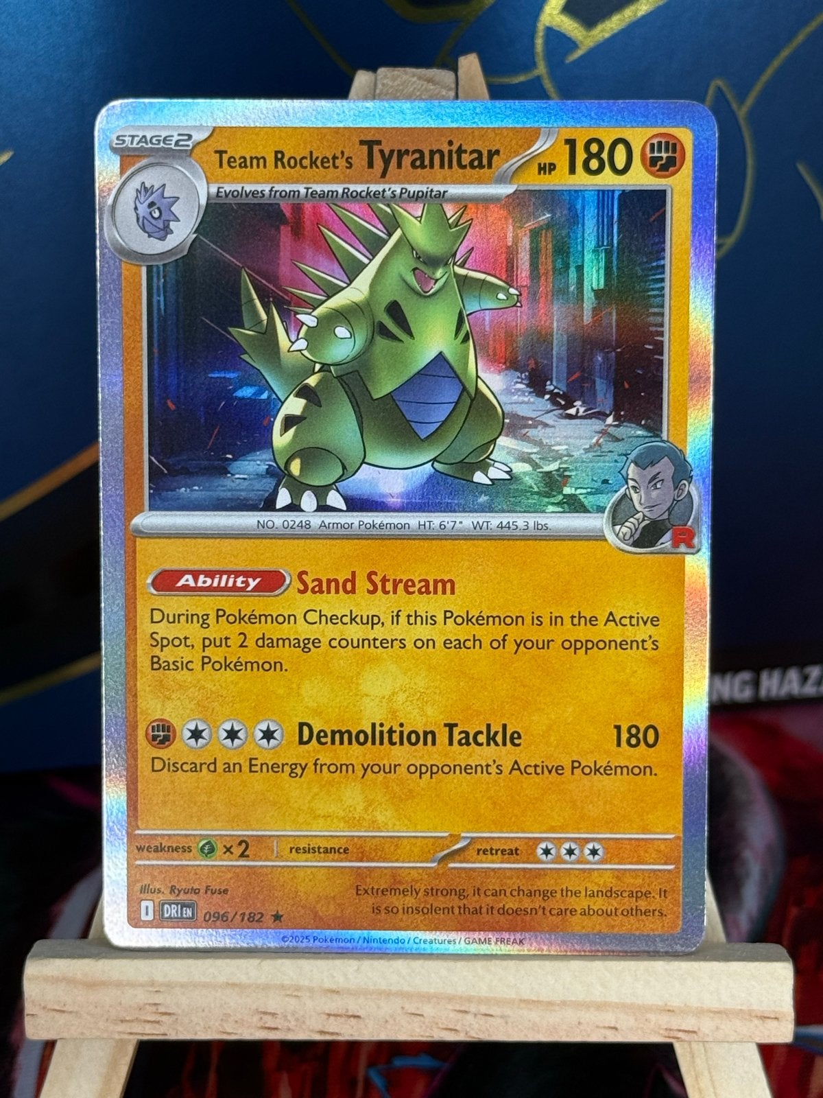 Team Rocket's Tyranitar #96 | Pokemon Destined Rivals, Ophalen of Verzenden, Zo goed als nieuw, Losse kaart, Foil