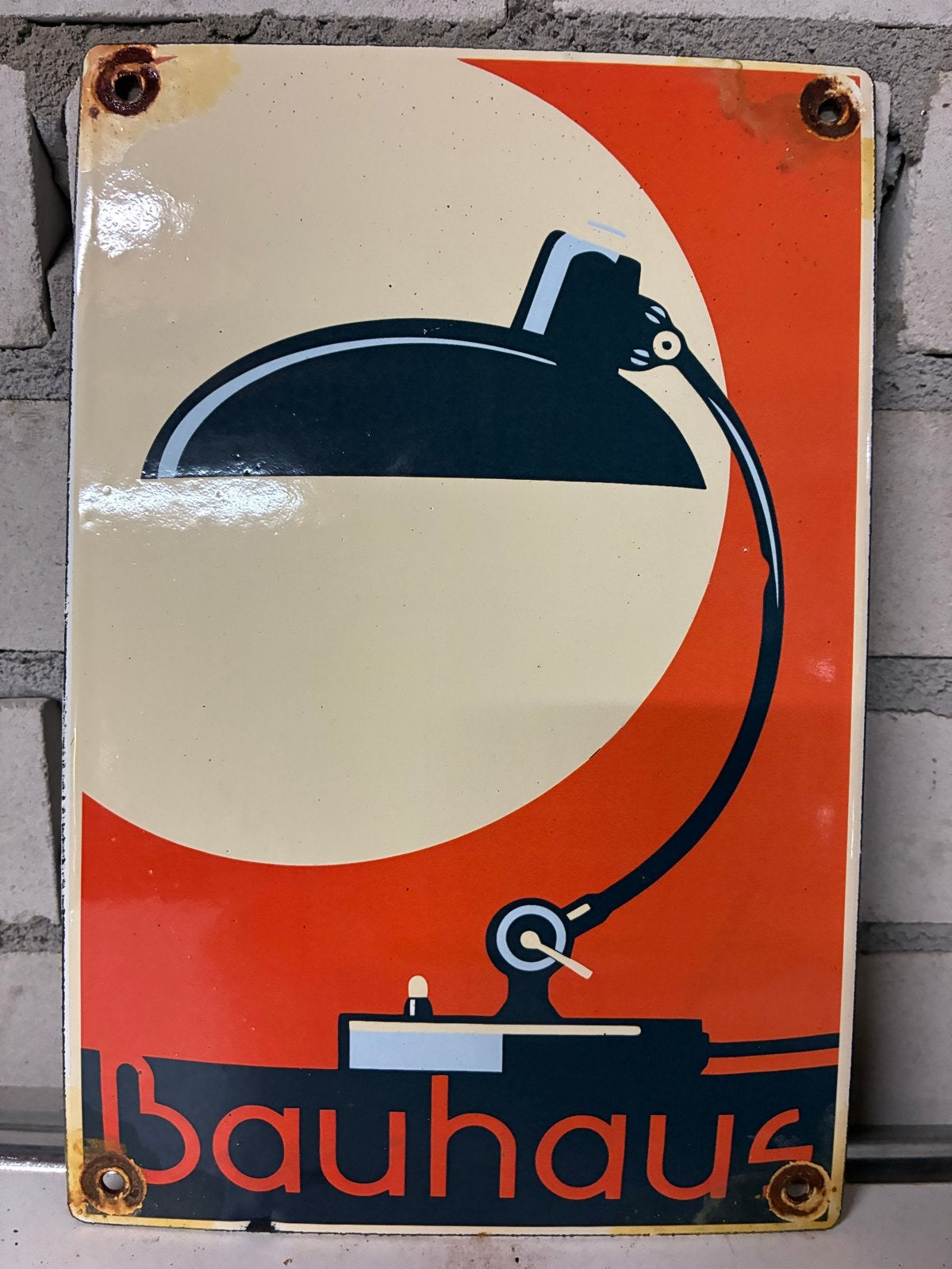 Bauhaus Emaille Bord - Vintage Design Lamp 30x20 cm, Verzamelen, Ophalen of Verzenden