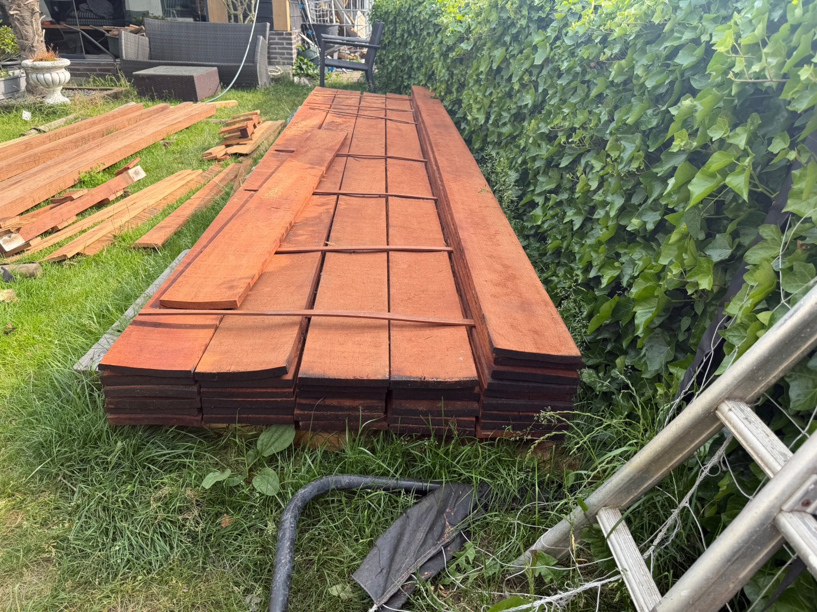 Hard houten planken beschoeiing delen, Tuin en Terras, Ophalen of Verzenden, Zo goed als nieuw, Hout