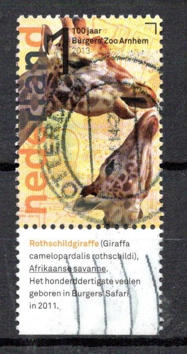 gestempelde zegel. Jaar 2013:  zoo met tab, Postzegels en Munten, Postzegels | Nederland, Ophalen of Verzenden, Na 1940, Gestempeld