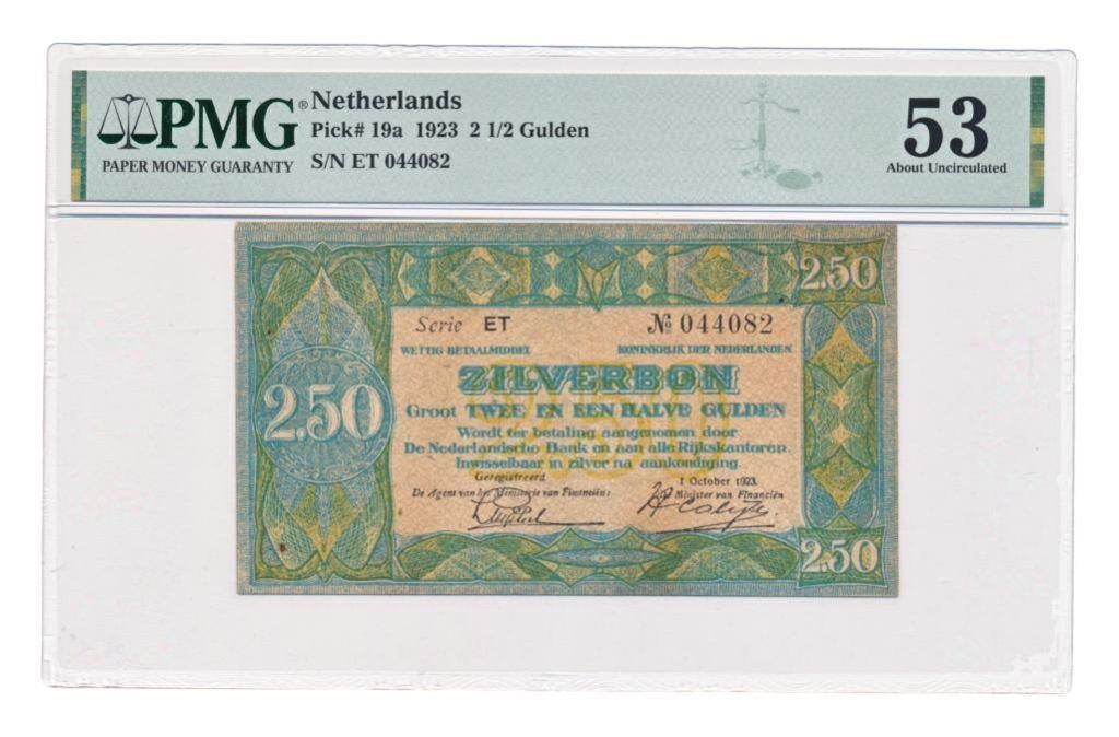 Nederland 2,5 Gulden 1923 Zilverbon PMG53, Postzegels en Munten, Bankbiljetten | Nederland, Ophalen of Verzenden, 2½ gulden, Los biljet