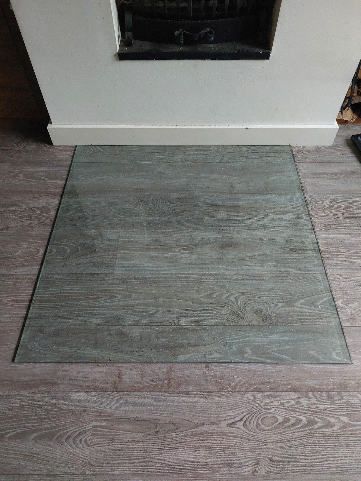 Glazen Vloerplaat voor Kachel / Open Haard – 100 x 100 cm, Ophalen, Gebruikt, Houthaard